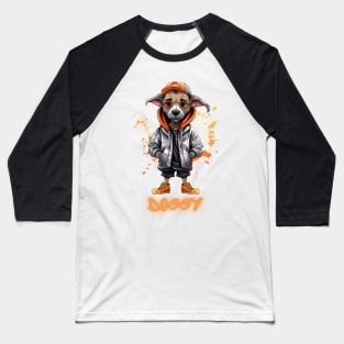 Cool Graffitti Cartoon Doggy GLOW Baseball T-Shirt